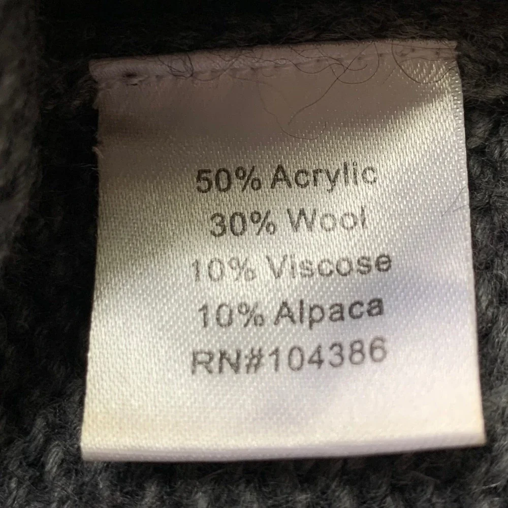 Garnet Hill Sweater Medium Gray Mock Neck Wool Alpaca Cabin Core Winter Preppy